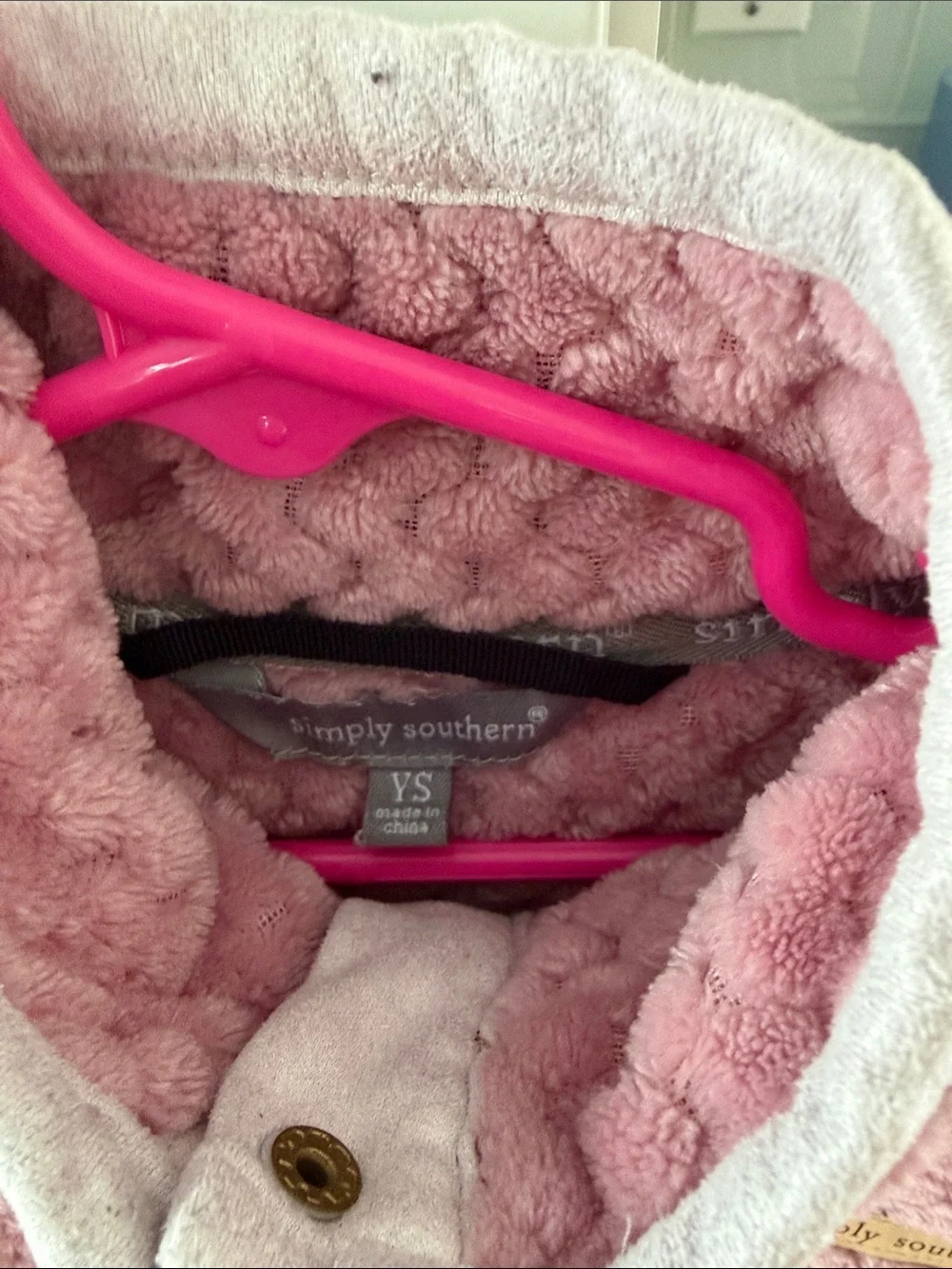 Simply Southern Dusty Pink Sherpa Pullover Hoodie for Kids